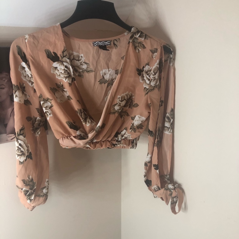 Blush long sleeve crop top